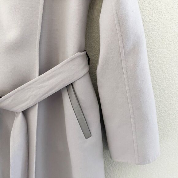 MACKAGE Loni Coat Trench Wrap Drape Wool Lightweight Classic Minimalist Gray XS - Picture 6 of 16